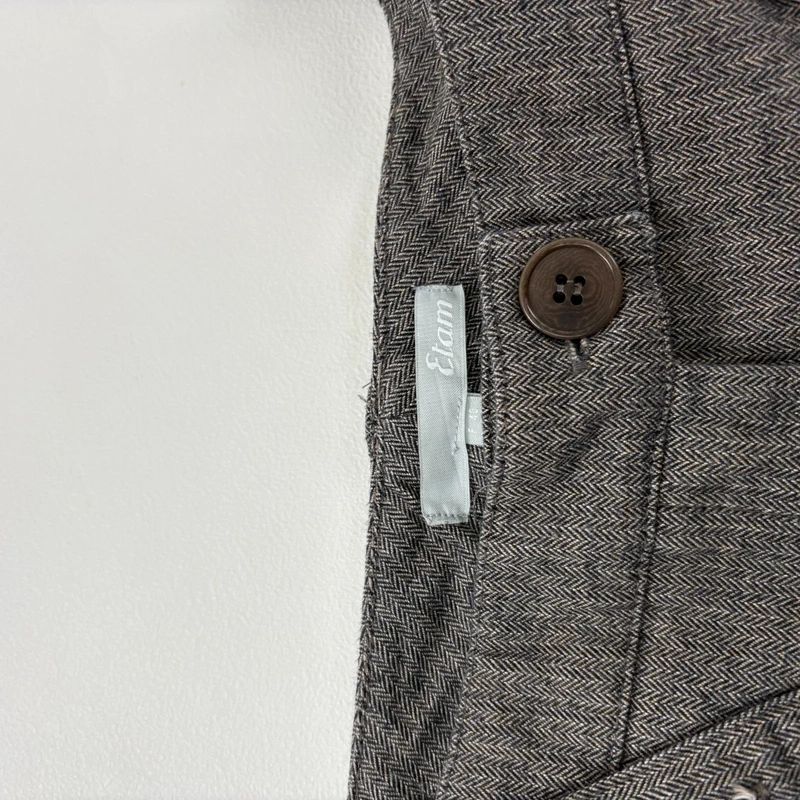 grey suspender flared suit trousers