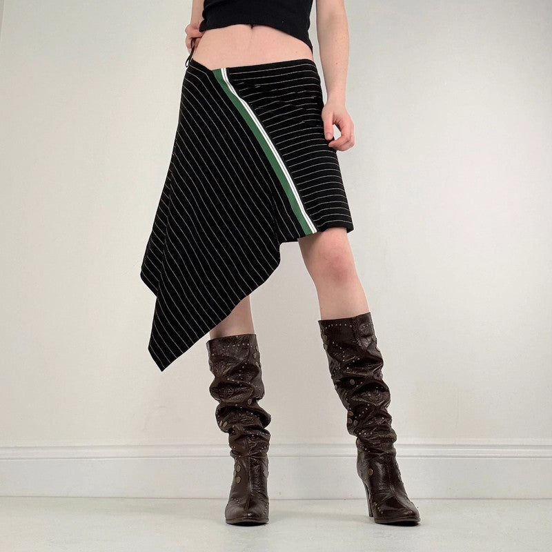 Cop Copine asymmetric black pinstripe skirt
