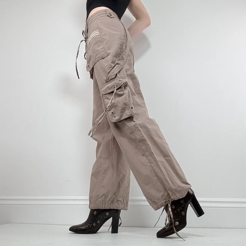 brown low rise tech trousers