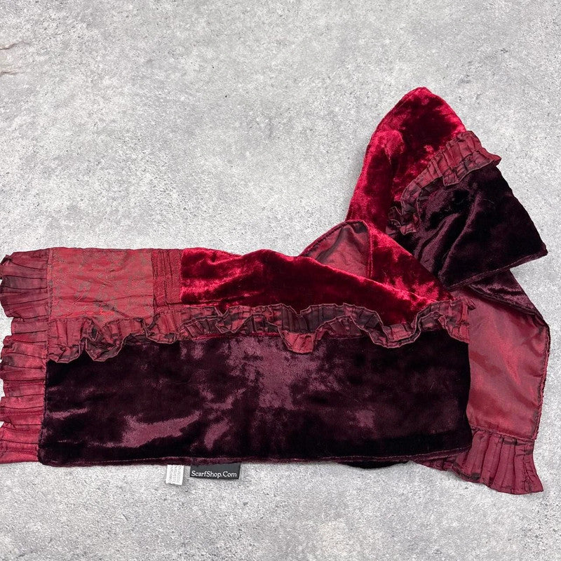 red velvet silk grunge scarf