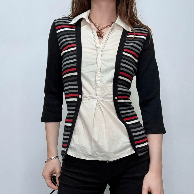fitted striped flare shirt