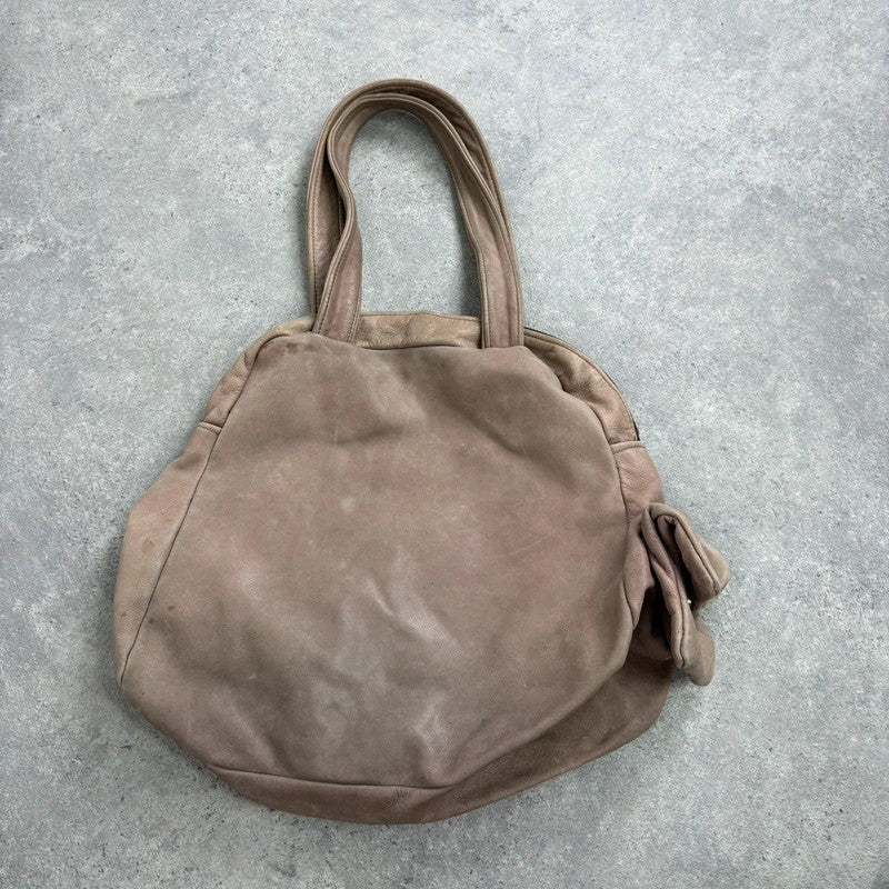 Dusty pink distressed leather cargo slouchy pocket bag