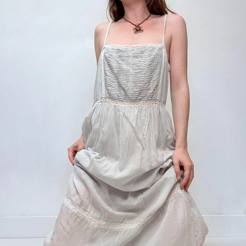 baby blue lace cotton maxi dress