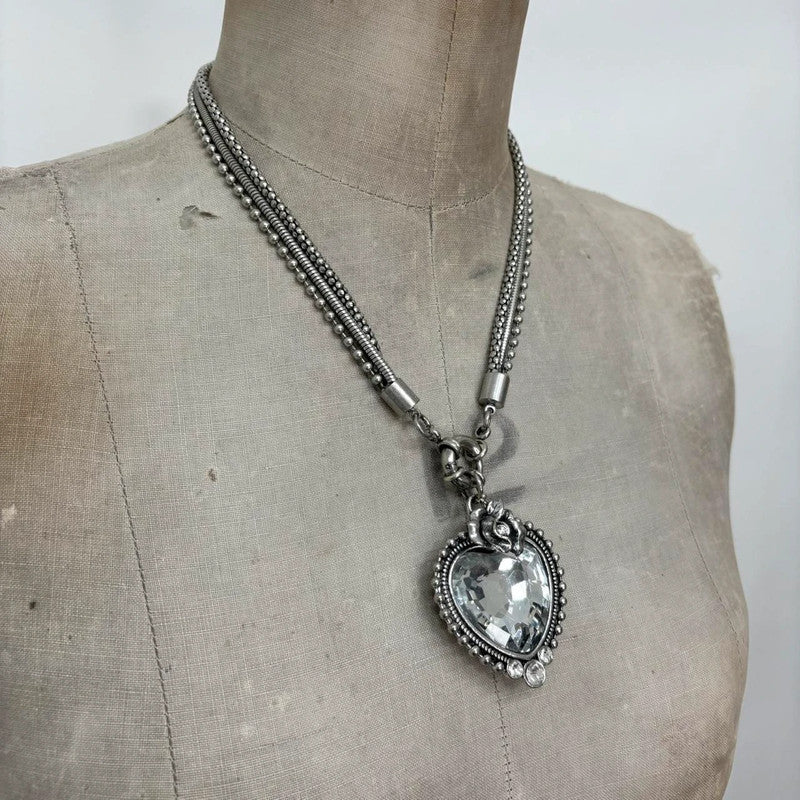 silver metal heart necklace