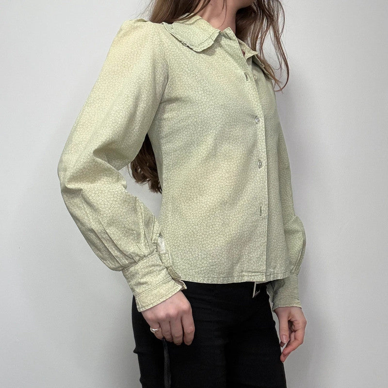 Laura Ashley green floral puff shirt