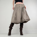 structured pleated khaki skirt