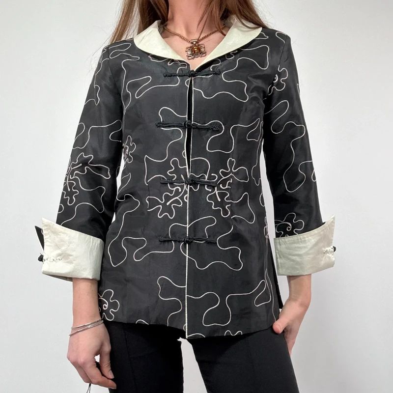 black Embroidered Silk Jacket
