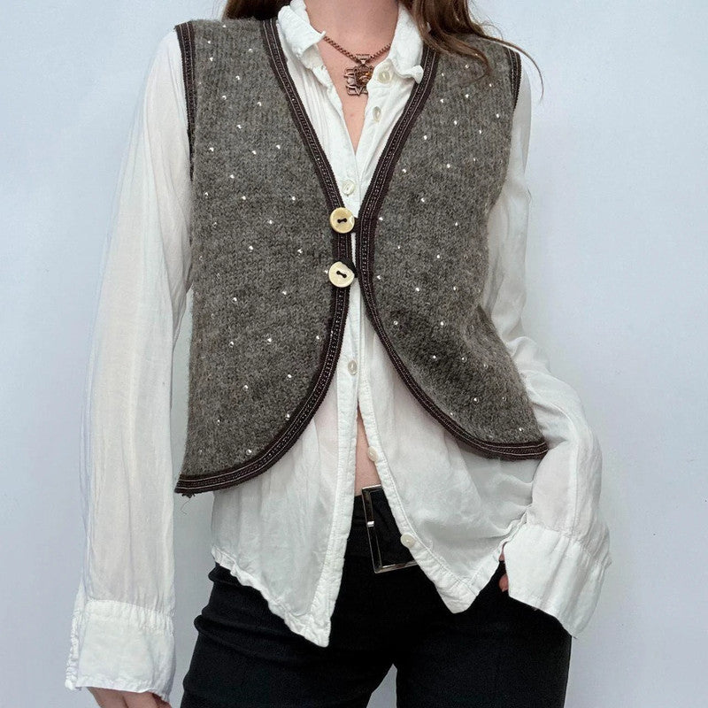 knitted boho studded waistcoat