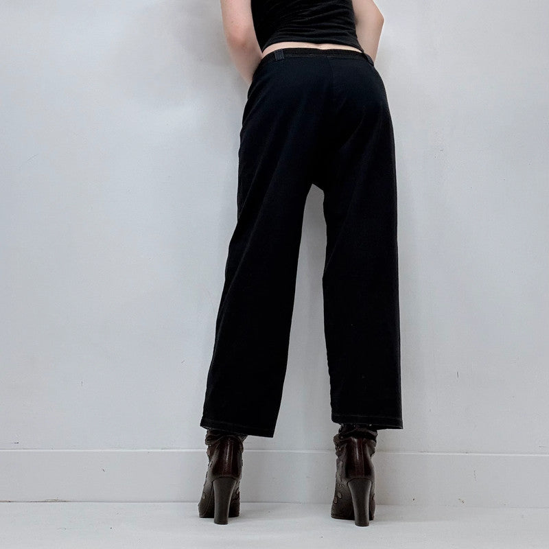 black structured engineered style straight leg trousers