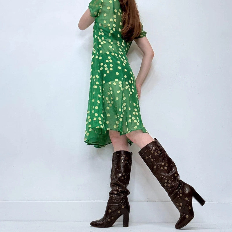 sheer green polkadot sun dress