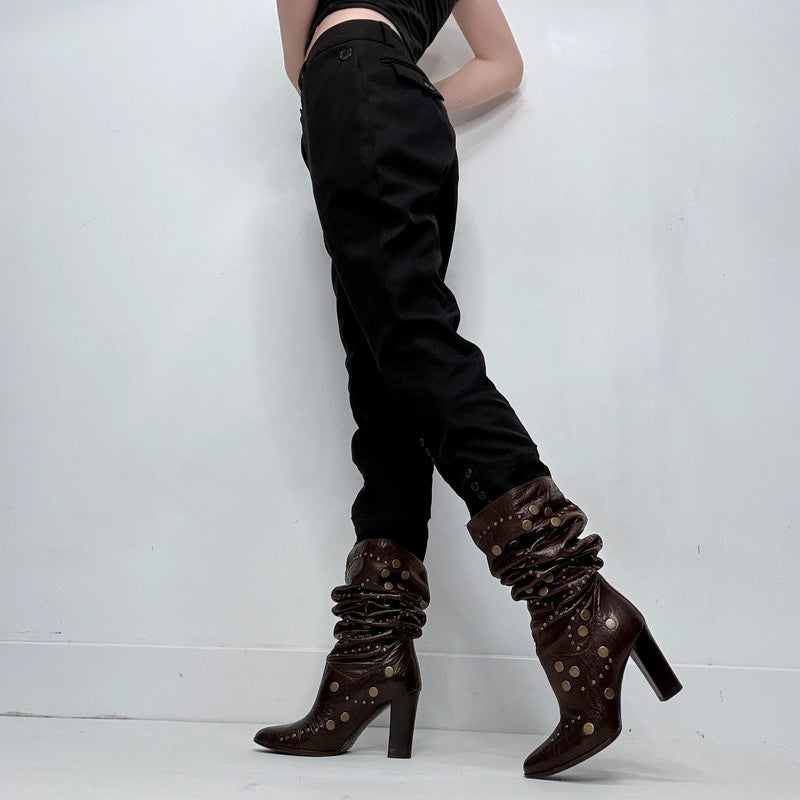 Black gothic regency style button up capri pants