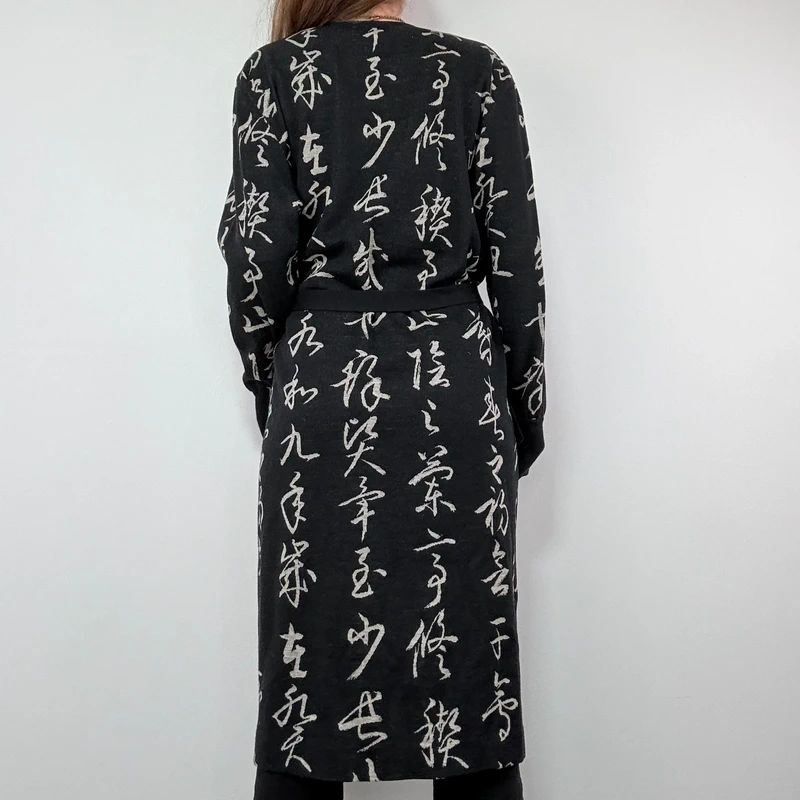 Hanae Mori Longline Wool Cardigan