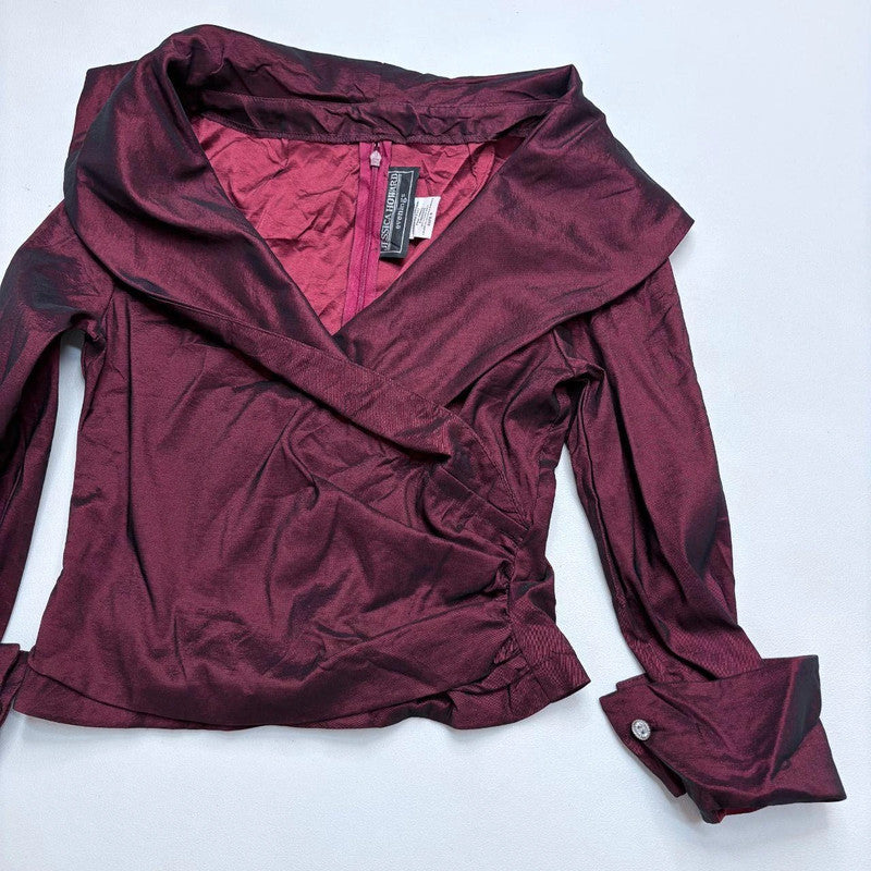 red structured off the shoulder shirt