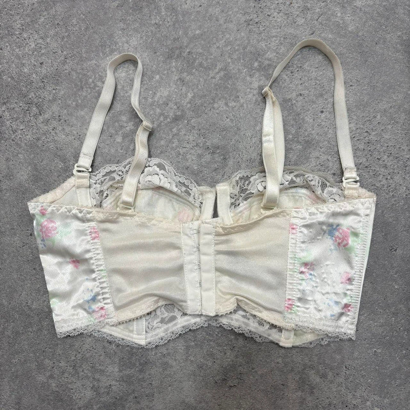 vintage lace satin floral bralet