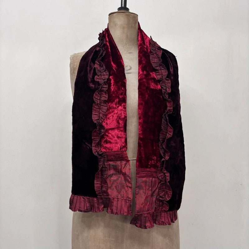 red velvet silk grunge scarf