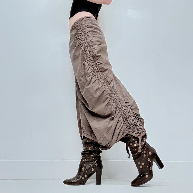 brown cop copine gathered stuctured maxi skirt