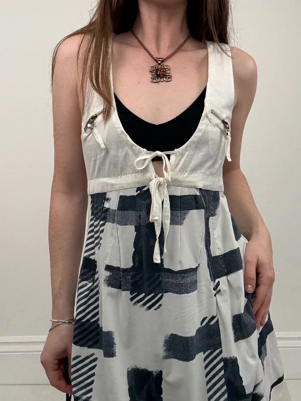 Marithé + François Girbaud graphic checked mini dress