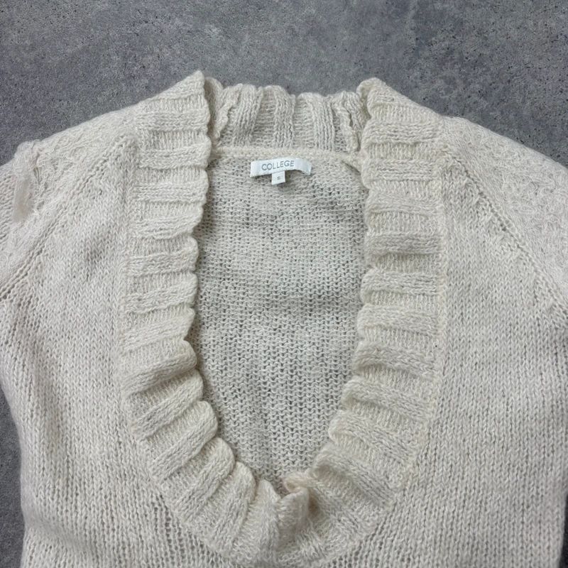 cream mohair knit slouch low neck jumper