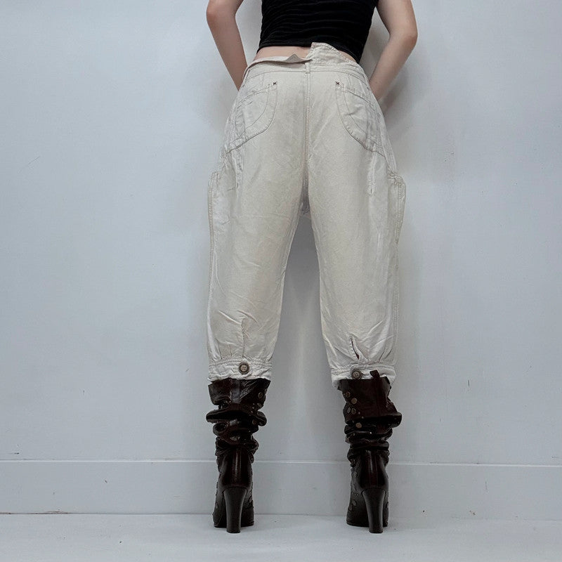 Cop Copine cream linen archival style belted capri pants