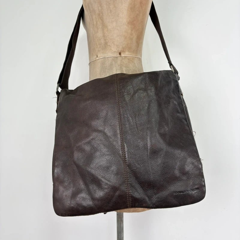 Brown leather satchel slouchy crossbody bag