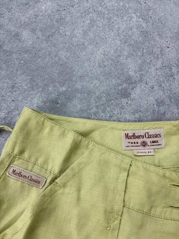 green Chartreuse 100% linen cargo grunge midi skirt