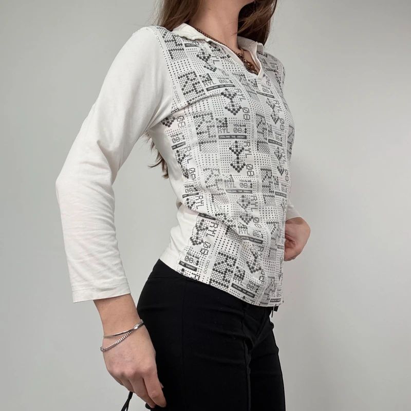White Graphic printed Polo Shirt