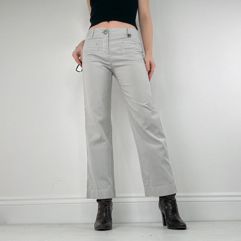 Cop Copine grey pinstripe flared utility trousers