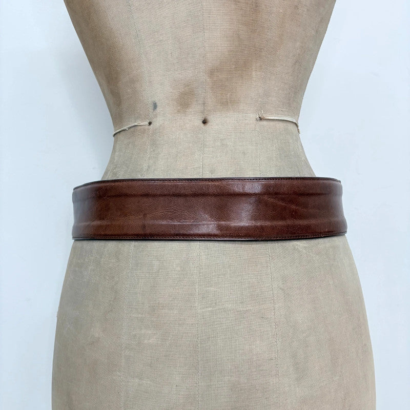 brown leather distressed thick belt