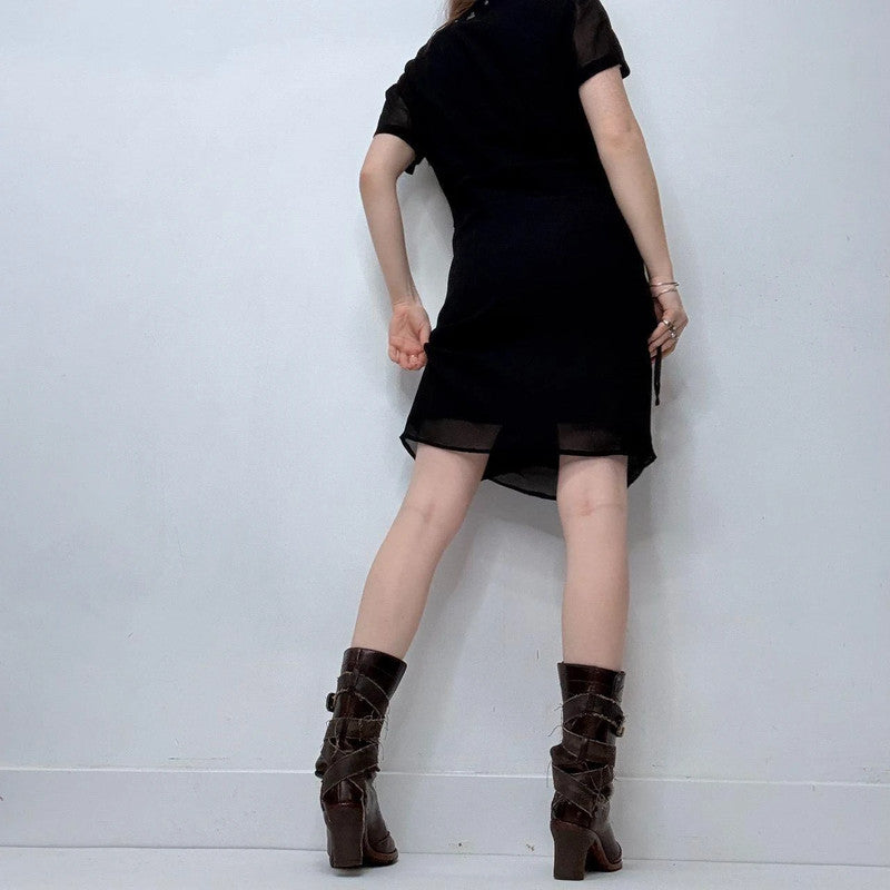 black eyelet slouchy sheer dress