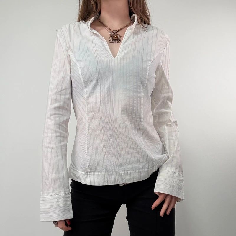 pinstripe white fitted shirt
