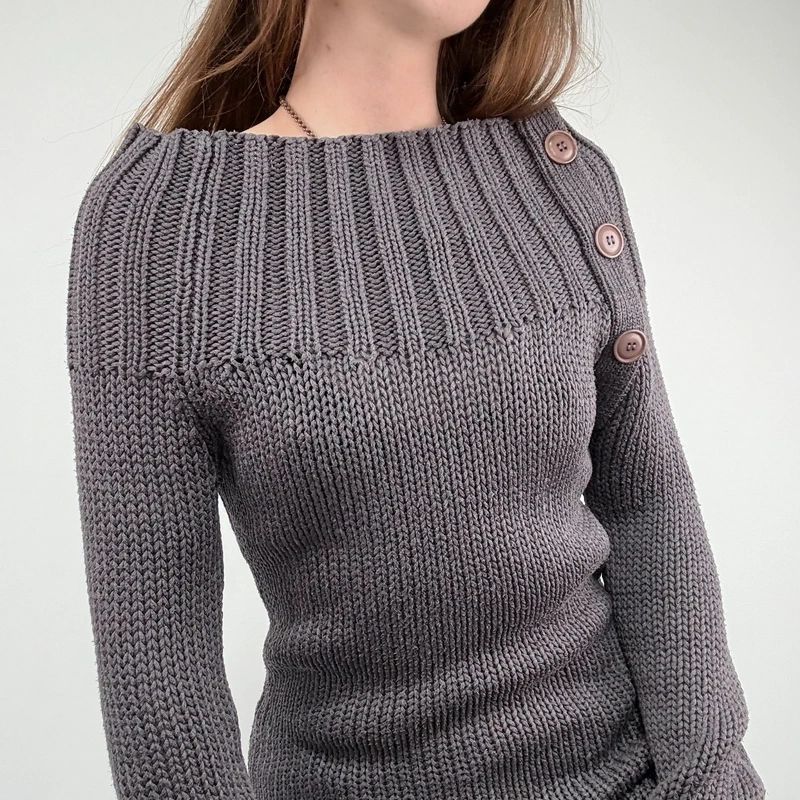 chunky knit ribbed funnel neck jumper