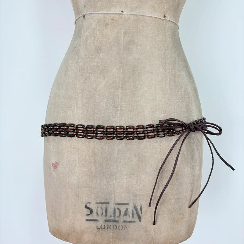 Brown beaded waist chain belt