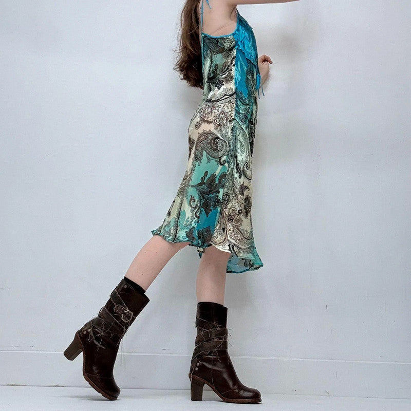 sheer floral paisley midi dress