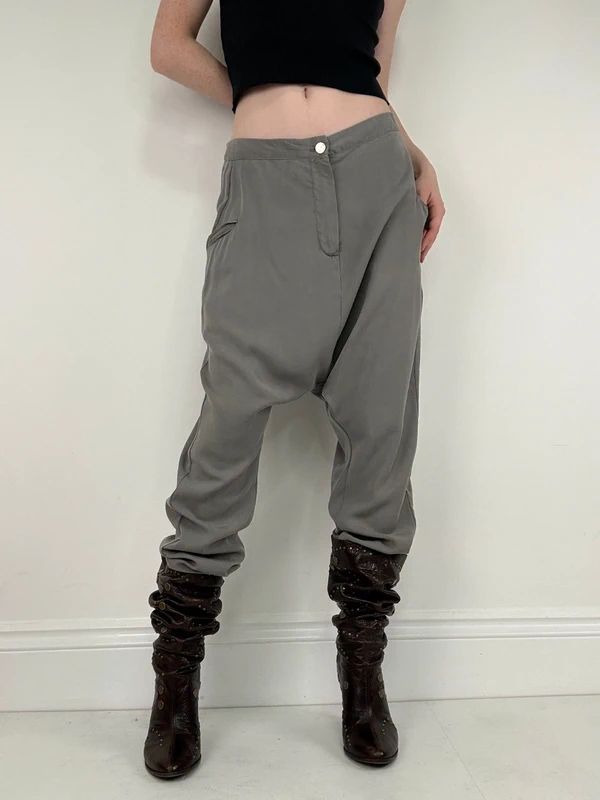 Silver slinky harem pants batwing trousers