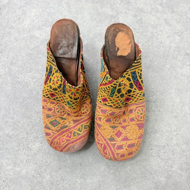Kantha stitched woven patchwork hippy heels