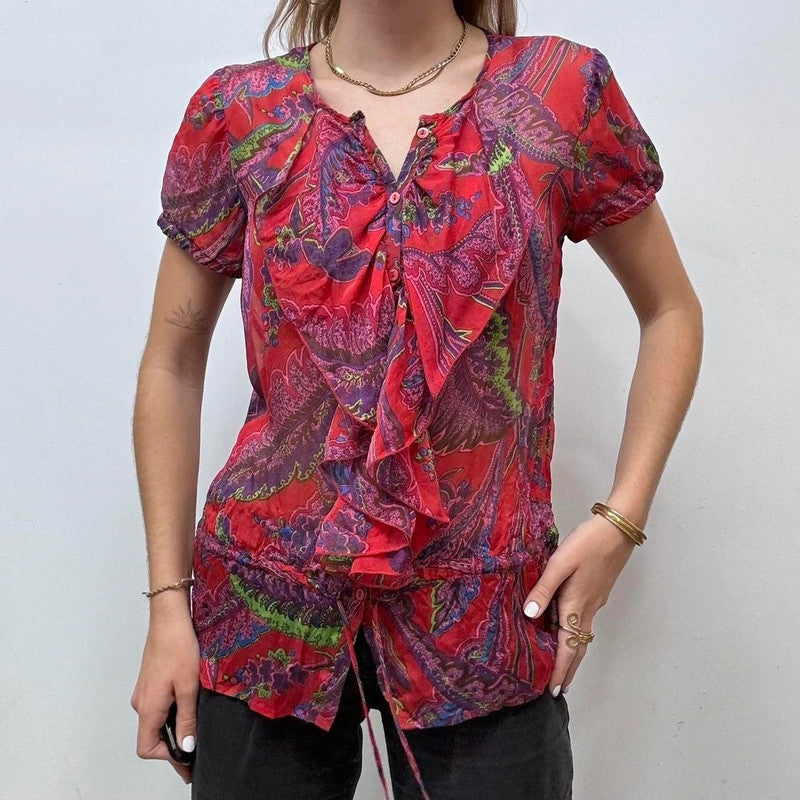 sheer floral silk paisley shirt
