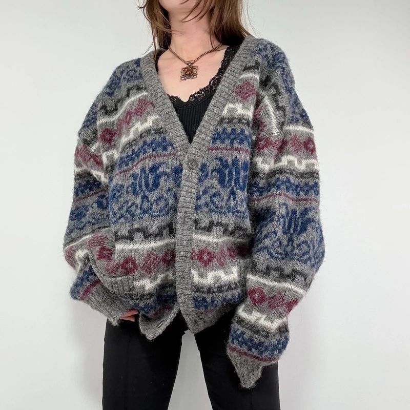 oversized knitted wool cardigan