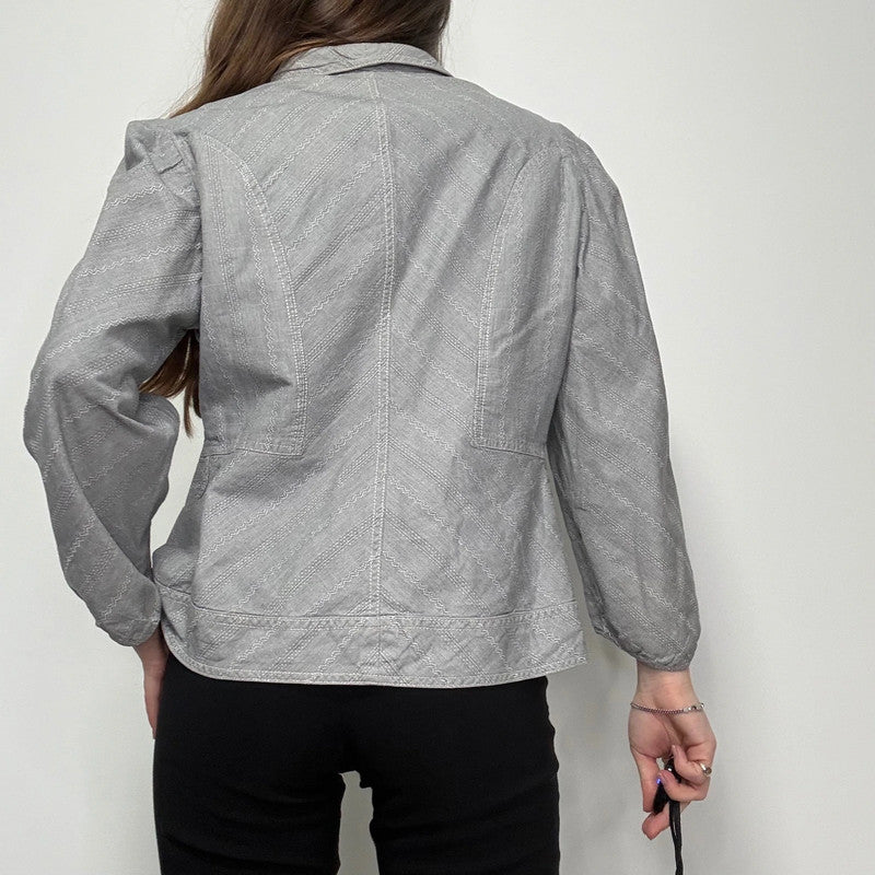 cropped pleated puff jacket