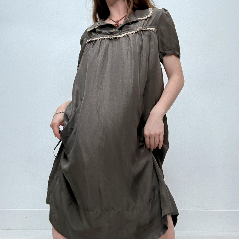 preppy pleated silk mini dress