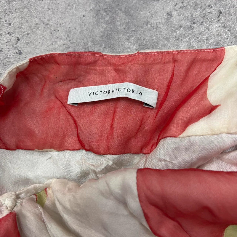 ruffle silk floral red dress