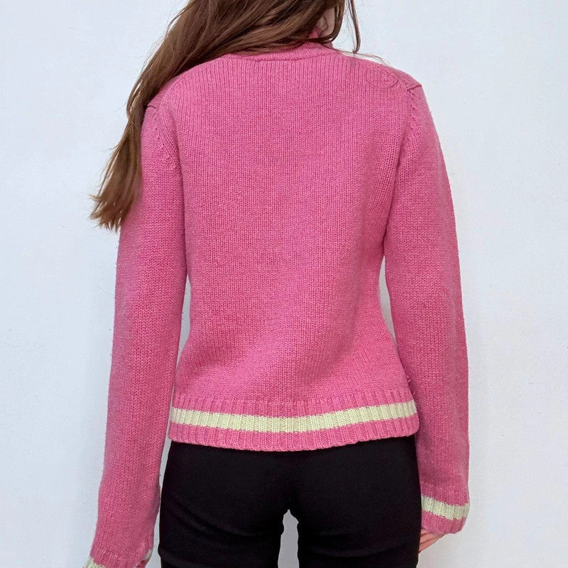pink wool knitted preppy jumper
