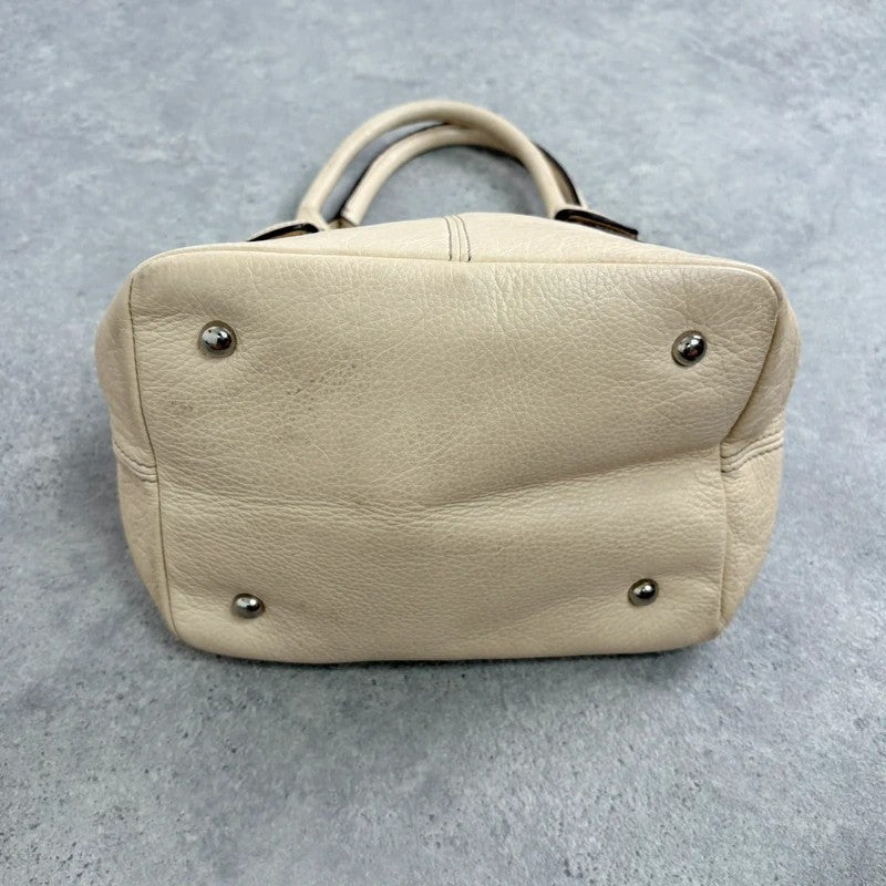 Cream Italian leather Y2K buckle handbag