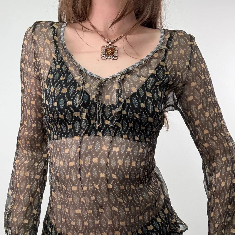 sheer polkadot silk blouse