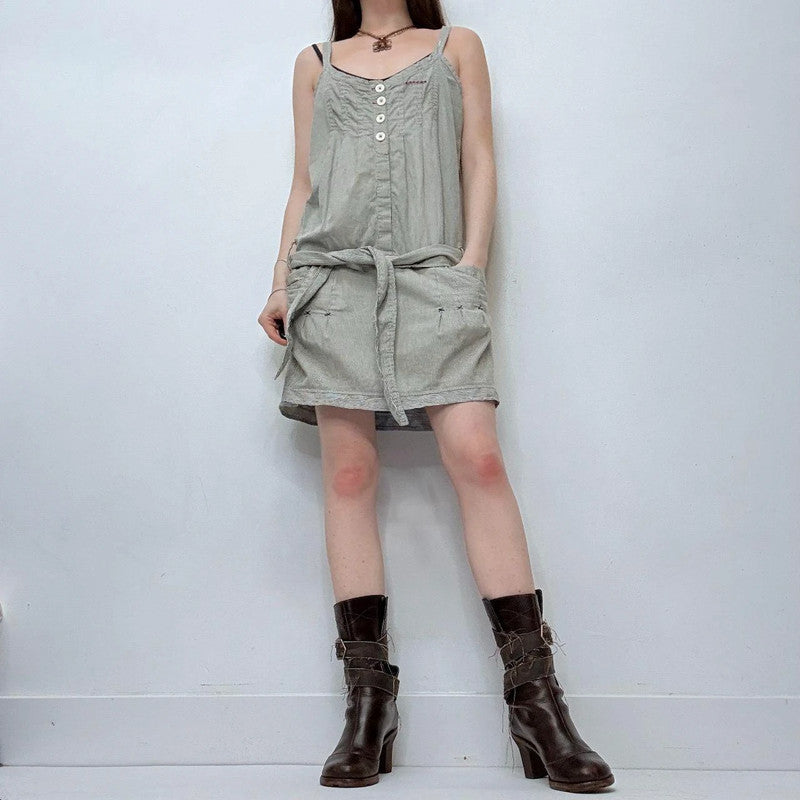 pinstripe cargo mini dress