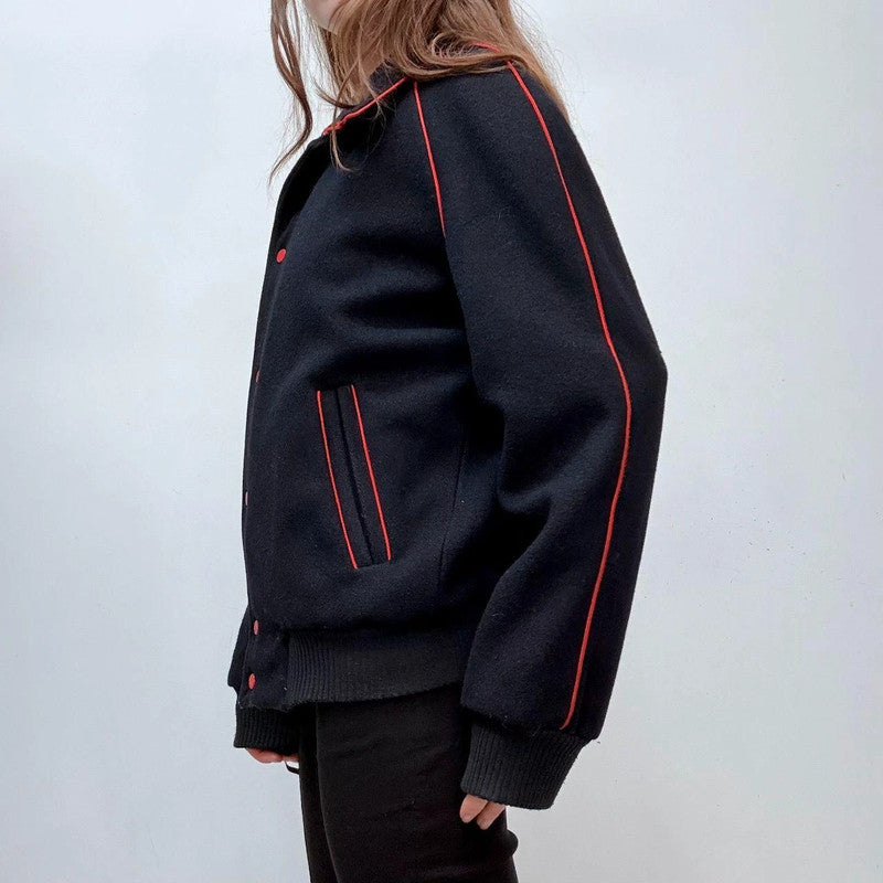 navy wool slouchy bomber jacket