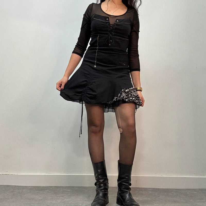 black grunge corset mini dress