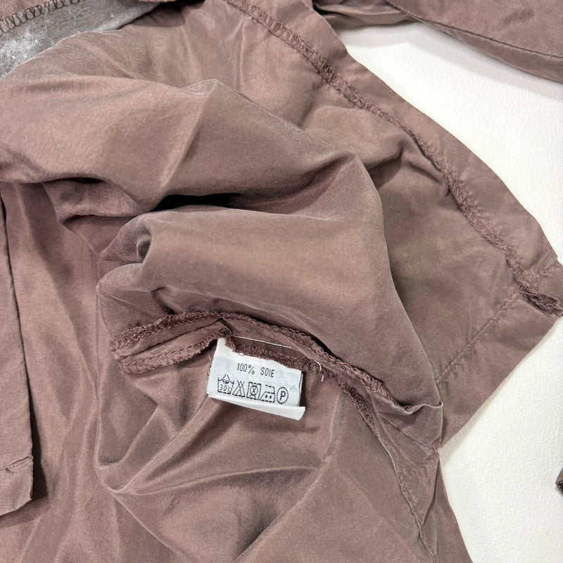 brown silk toggle shirt