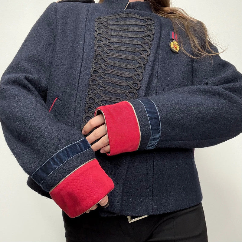 navy wool military napolionic jacket