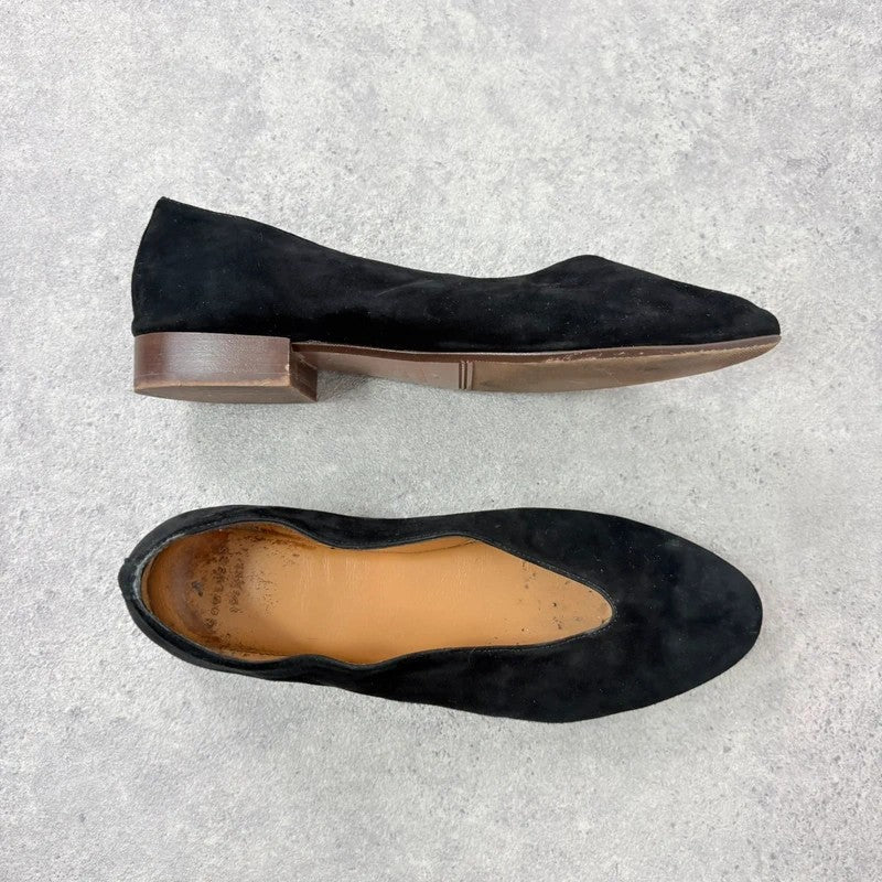 Sezane black leather suede ballet flats