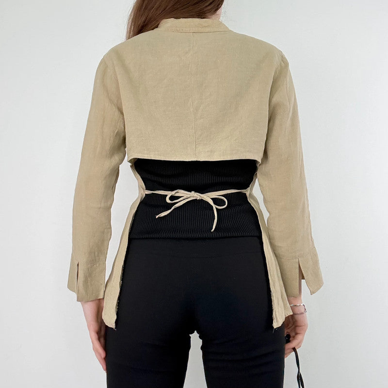 backless cut out linen shirt